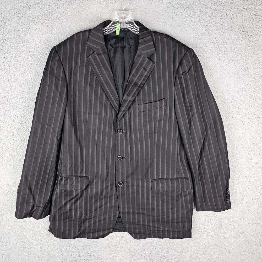 Z Zegna Blazer Mens 42 Black Striped Single Breasted Notch Lapel Jacket